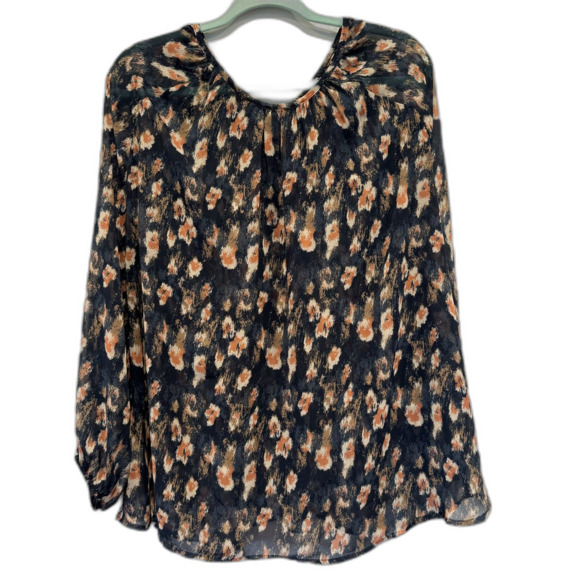 Blouse Long Sleeve Floral Print Pink Flowy Lightweight Career Womens sz Small - Picture 6 of 7